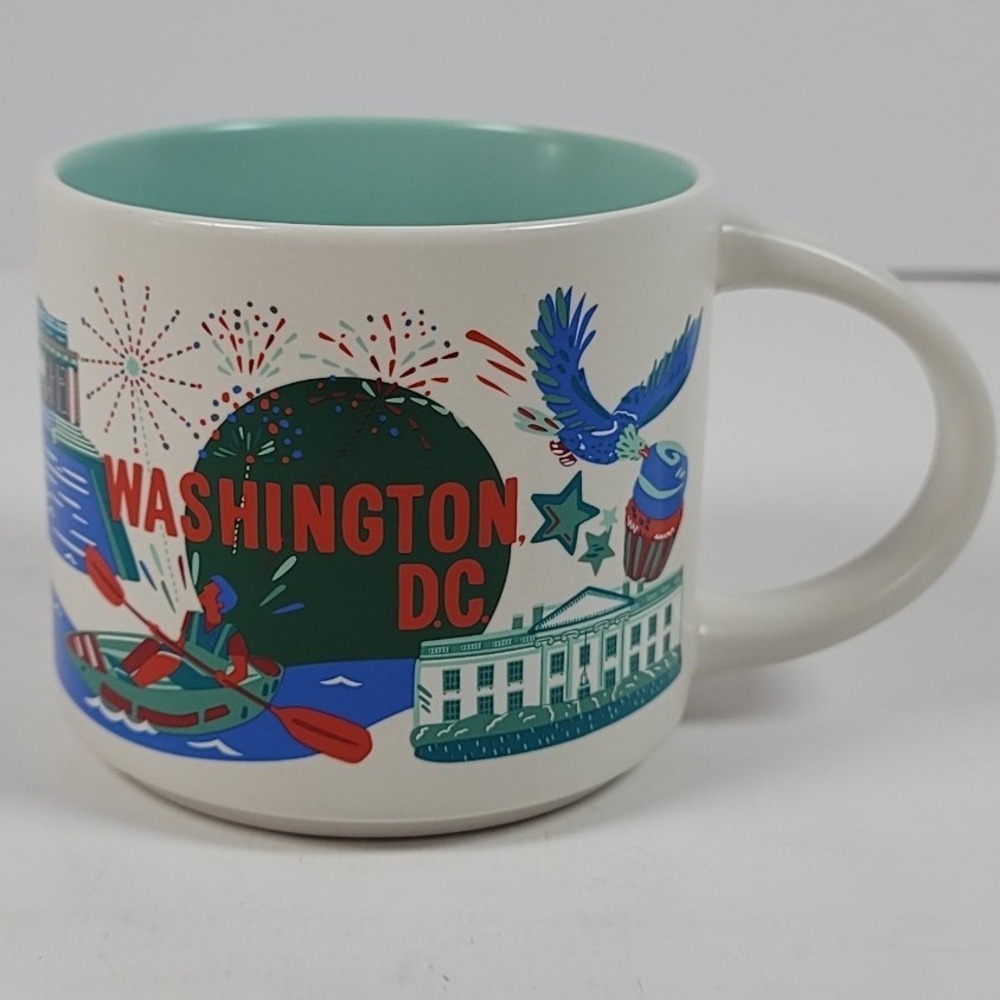 Starbucks Been There Series Washington DC Coffee Mug 14oz Teal Interior White